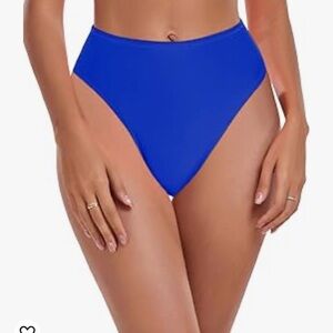 Colloyes Women's High Waisted High Cut Thong Bikini Bottom New Size Medium